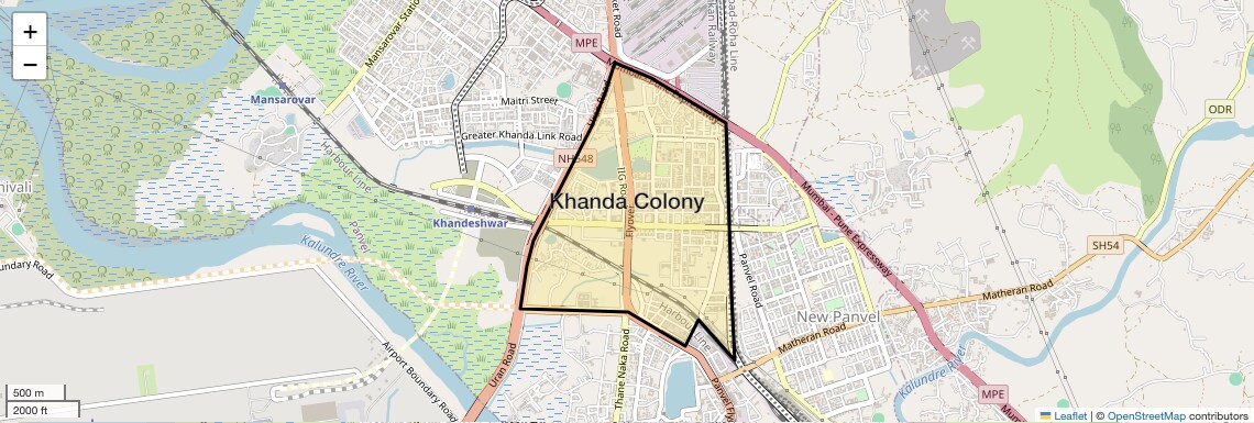 Location Map of Khanda Colony, Navi Mumbai