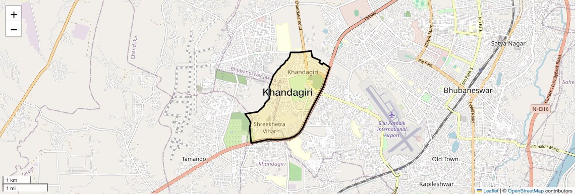 Location Map of Khandagiri, Bhubaneswar