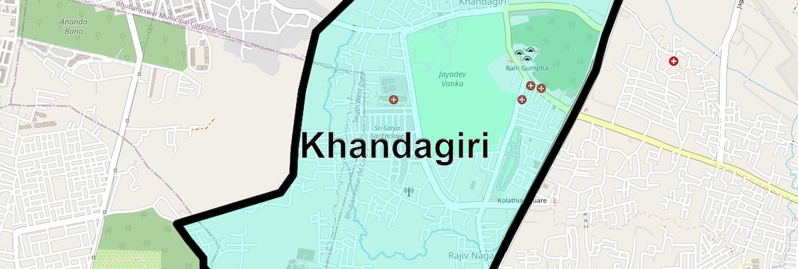 Location Map of Khandagiri, Bhubaneswar
