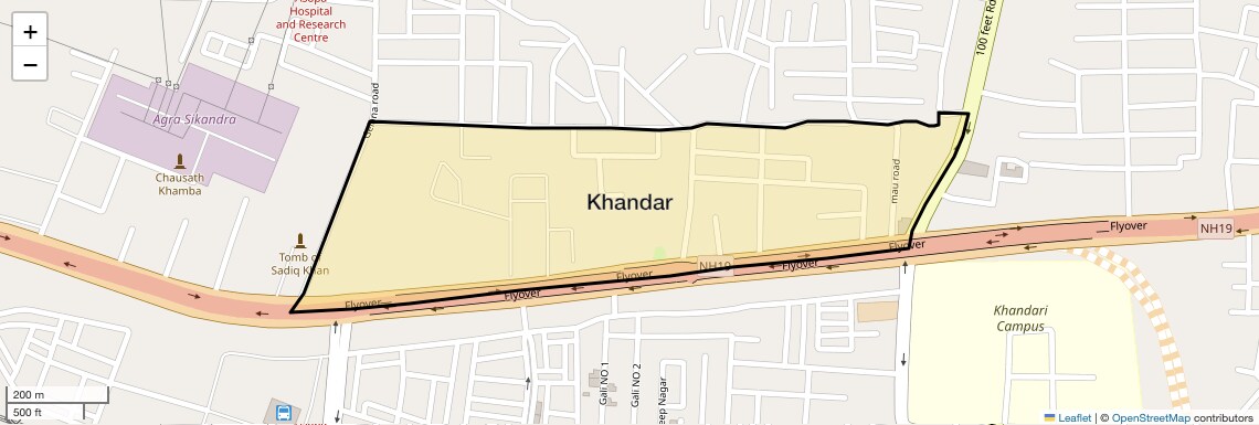 Location Map of Khandar, Agra
