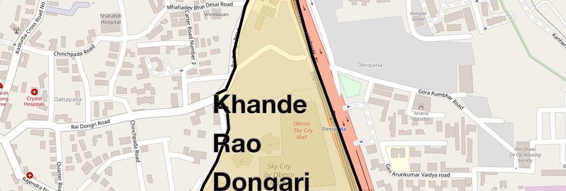 Location Map of Khande Rao Dongari, Mumbai