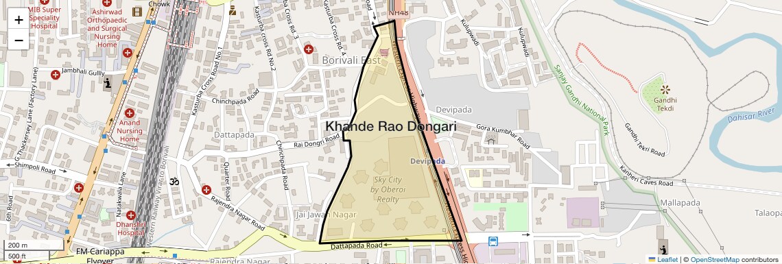 Location Map of Khande Rao Dongari, Mumbai