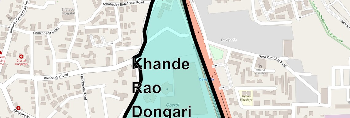 Location Map of Khande Rao Dongari, Mumbai