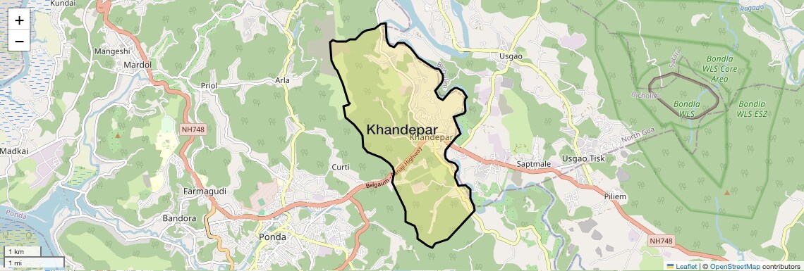 Location Map of Khandepar, Goa