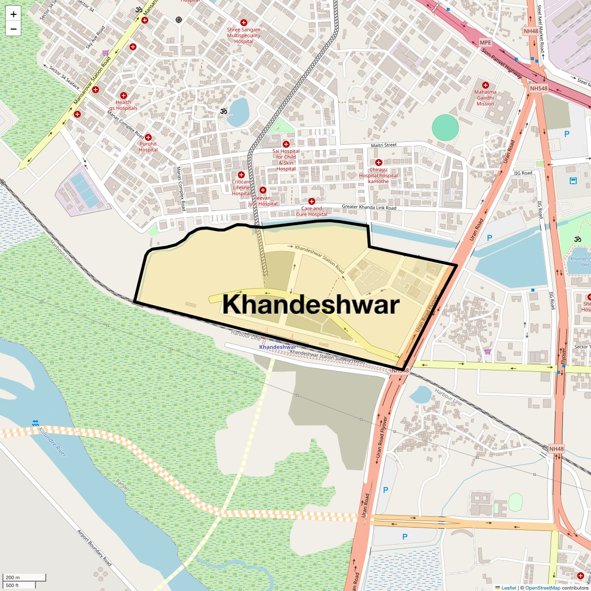 Location Map of Khandeshwar, Navi Mumbai