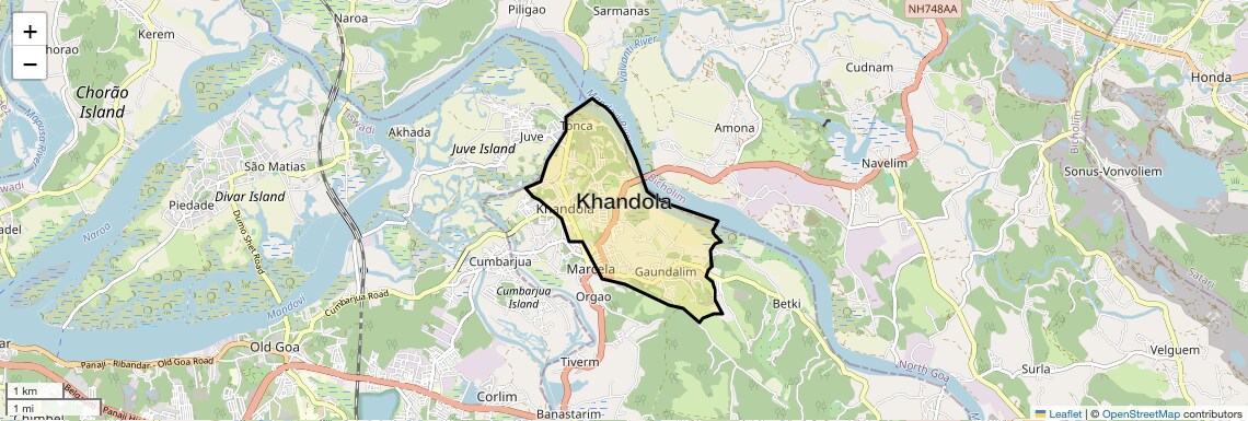 Location Map of Khandola, Goa