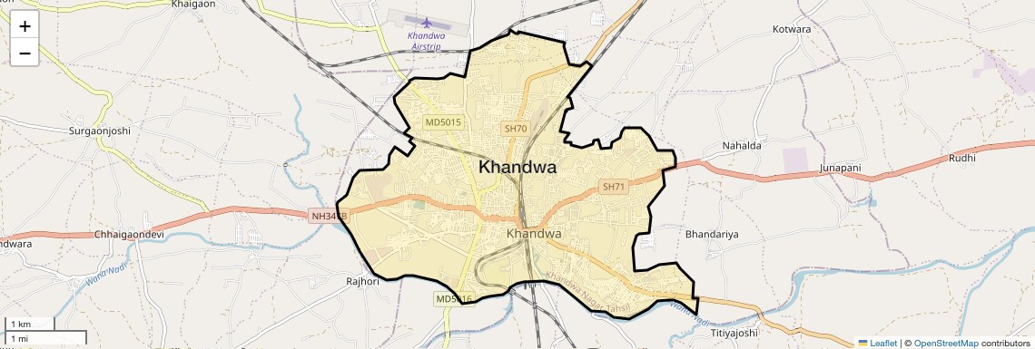 Location Map of Khandwa, Indore