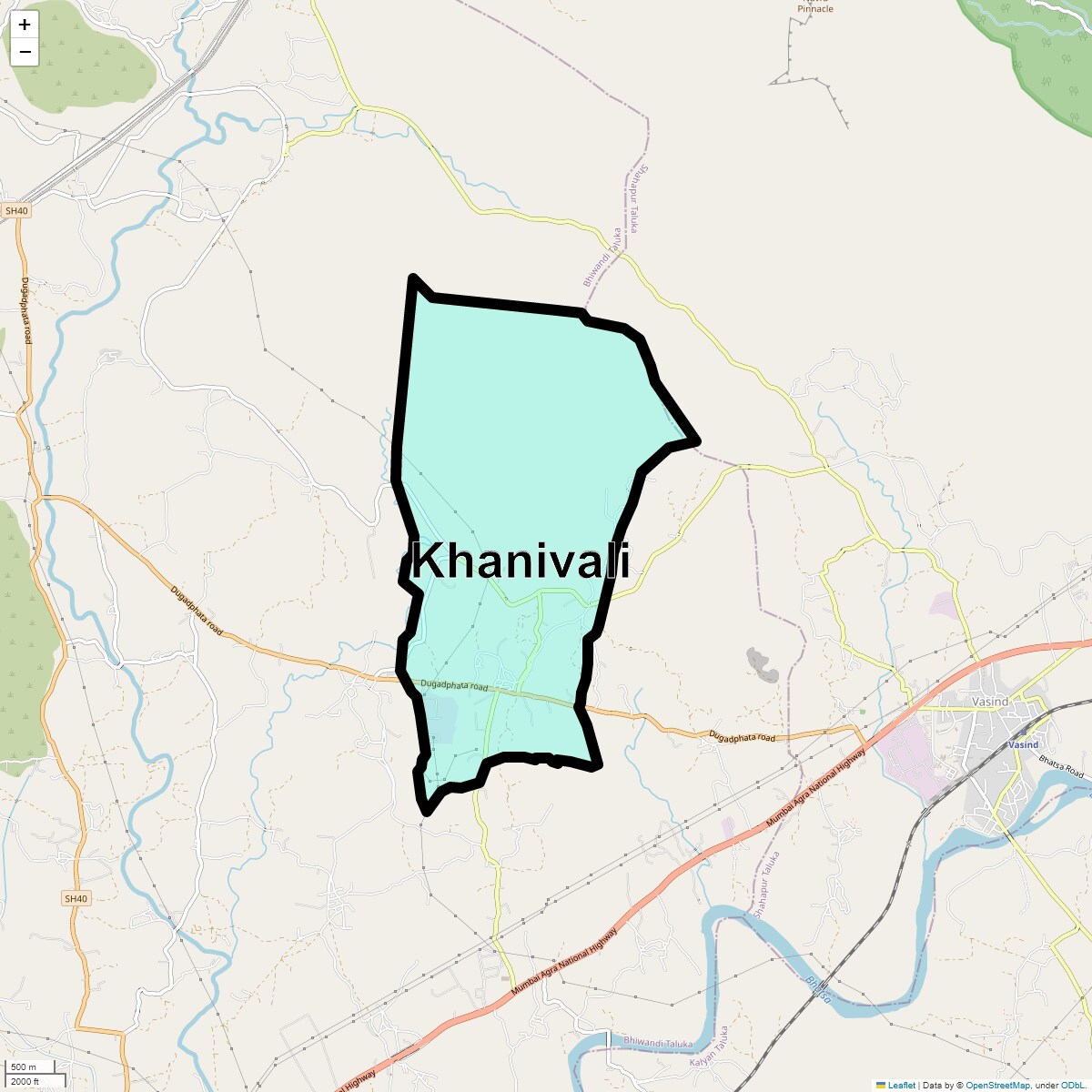 Location Map of Khanivali, Thane