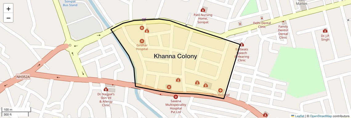 Location Map of Khanna Colony, Sonipat