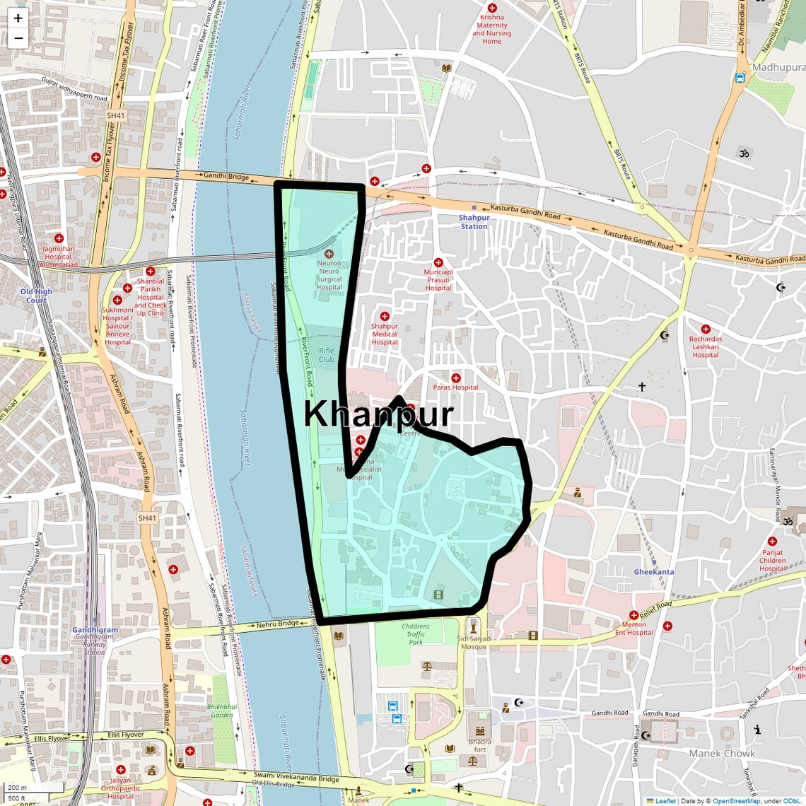 Location Map of Khanpur, Ahmedabad