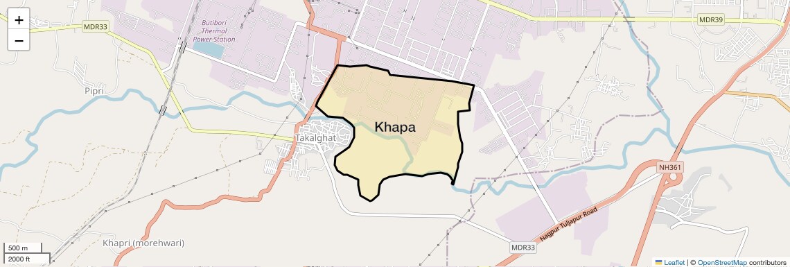 Location Map of Khapa, Nagpur
