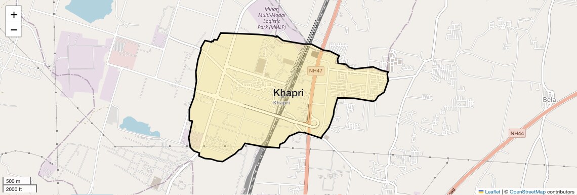 Location Map of Khapri, Nagpur