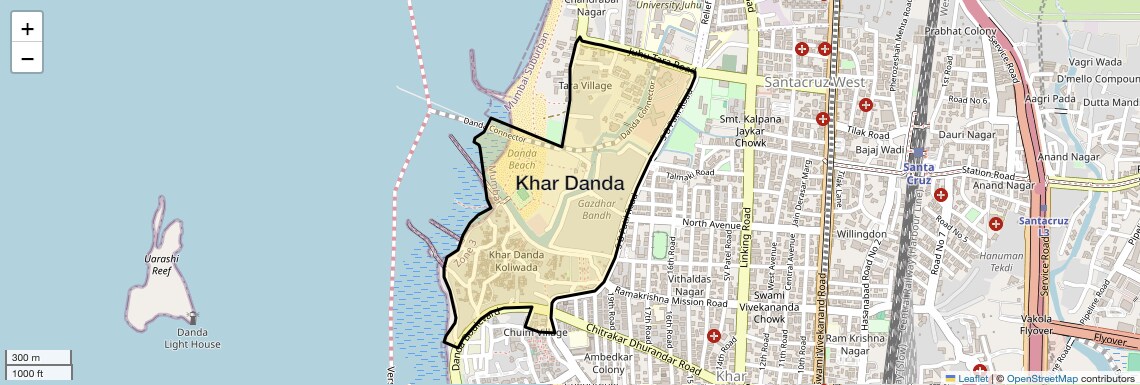 Location Map of Khar Danda, Mumbai