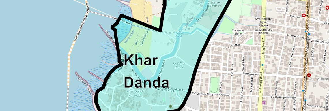 Location Map of Khar Danda, Mumbai