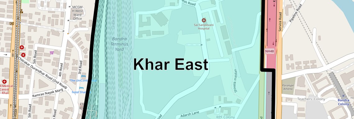 Location Map of Khar East, Mumbai