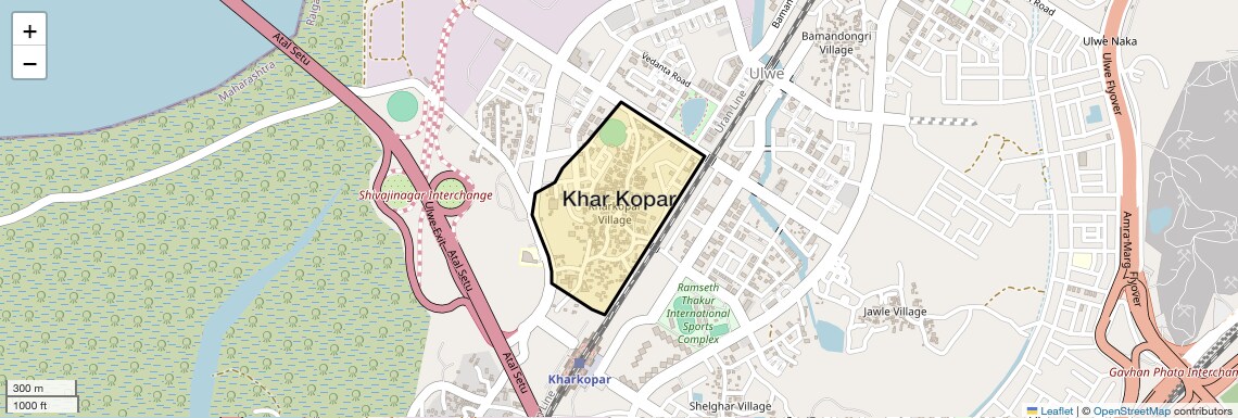 Location Map of Khar Kopar, Navi Mumbai