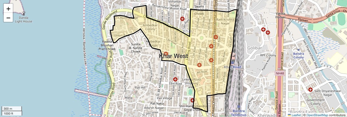 Khar West Map