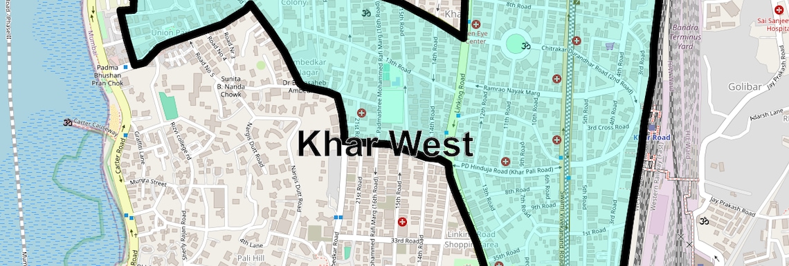 Location Map of Khar West, Mumbai