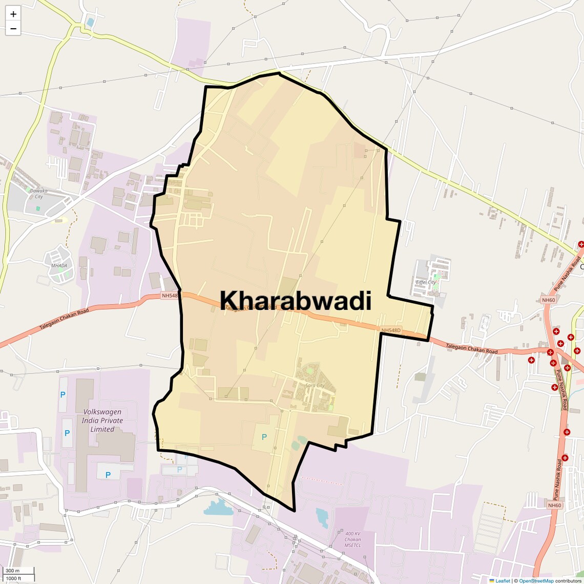 Location Map of Kharabwadi, Pune