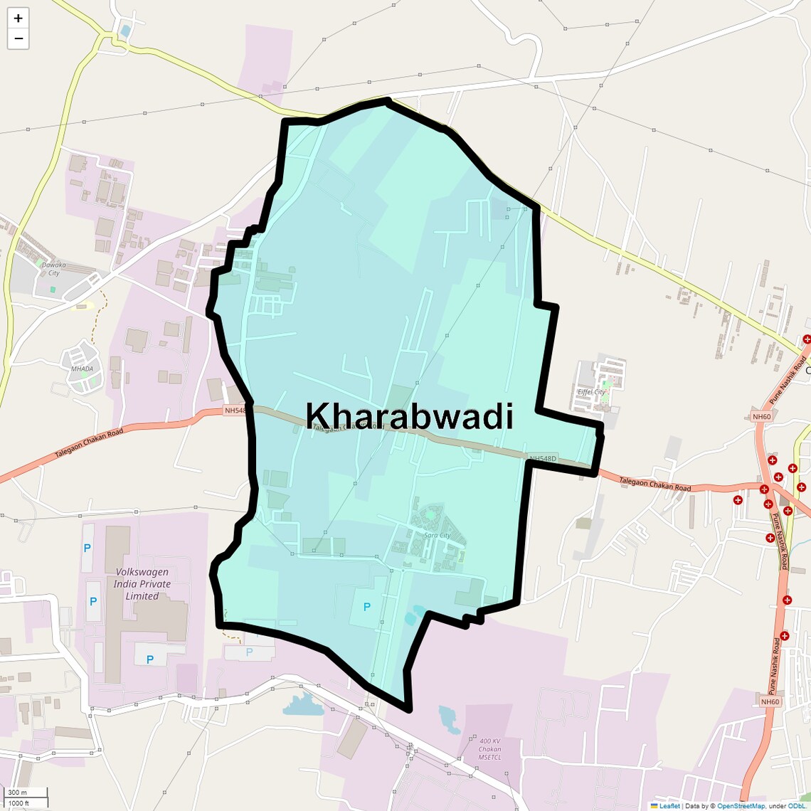 Location Map of Kharabwadi, Pune