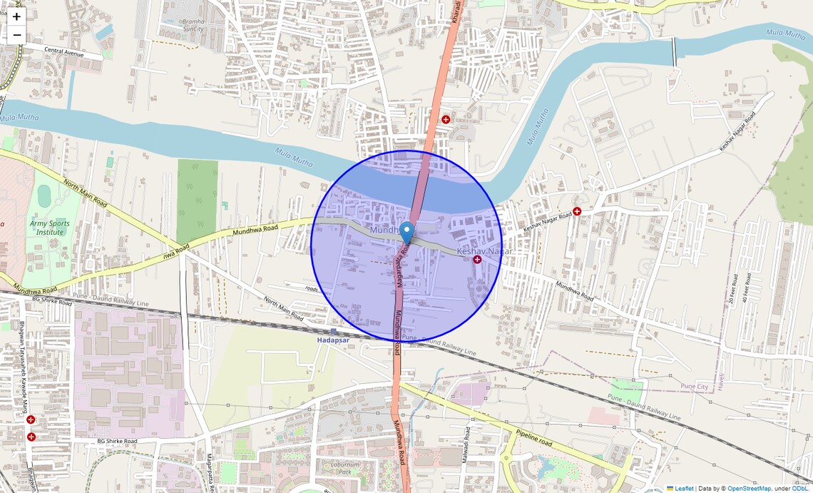 Location Map of Kharadi Bypass Road, Pune