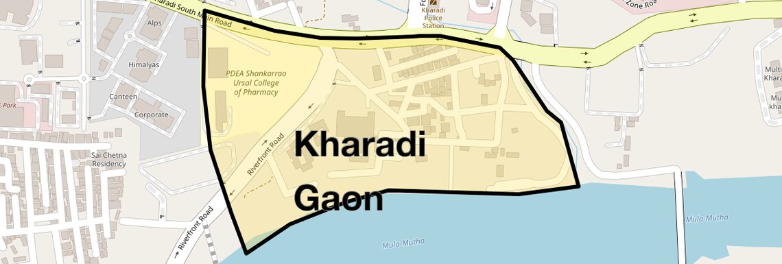 Location Map of Kharadi Gaon, Pune