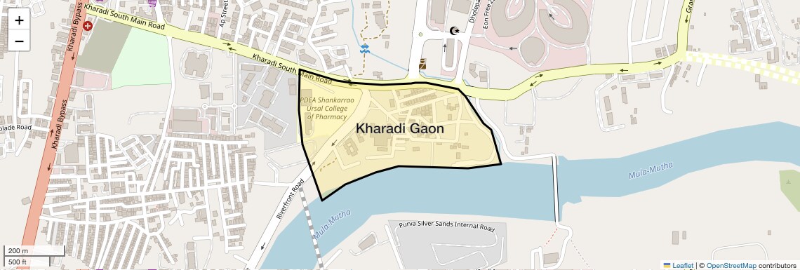 Location Map of Kharadi Gaon, Pune