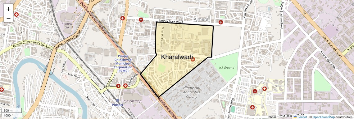 Location Map of Kharalwadi, Pune