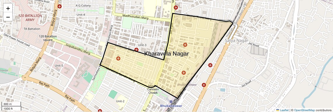 Location Map of Kharavela Nagar, Bhubaneswar