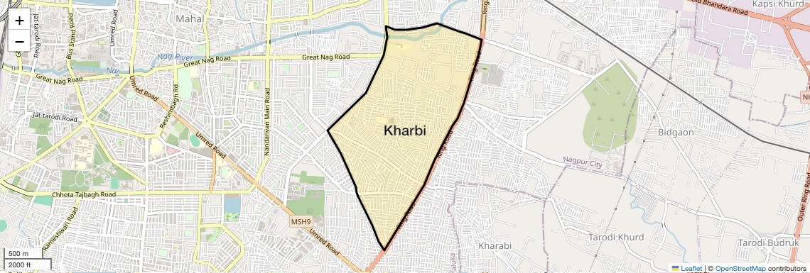 Location Map of Kharbi, Nagpur