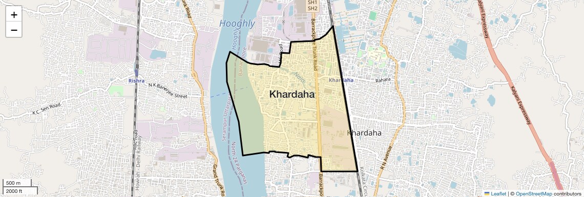 Location Map of Khardaha, Kolkata