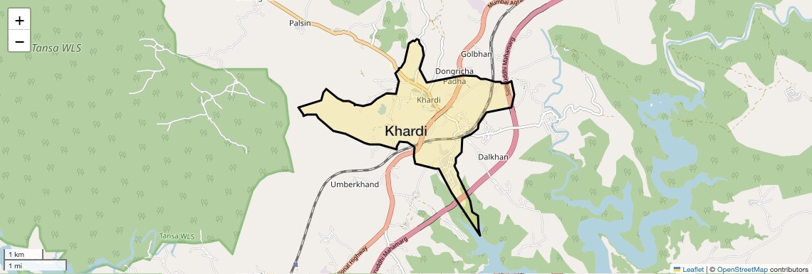 Location Map of Khardi, Thane