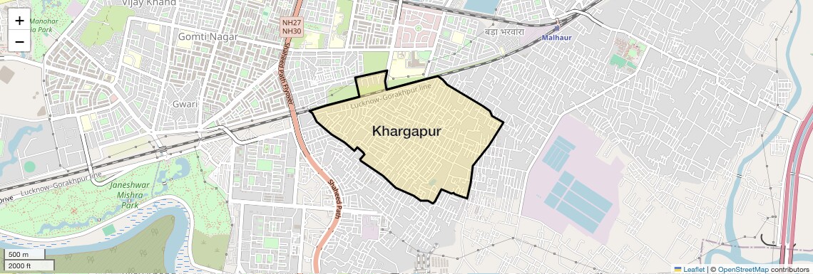 Location Map of Khargapur, Lucknow