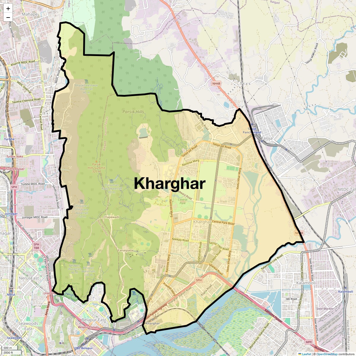Location Map of Kharghar, Navi Mumbai