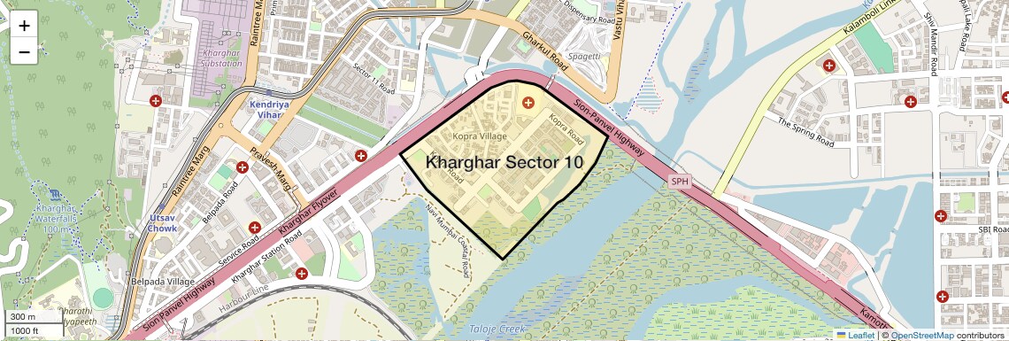 Location Map of Kharghar Sector 10, Navi Mumbai