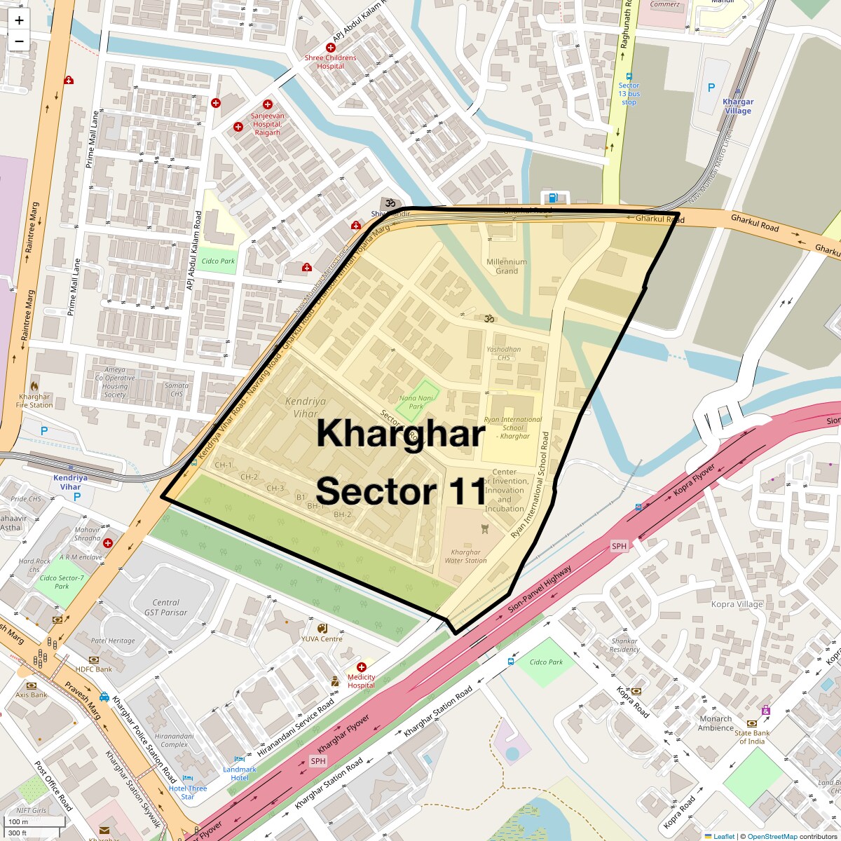Location Map of Kharghar Sector 11, Navi Mumbai