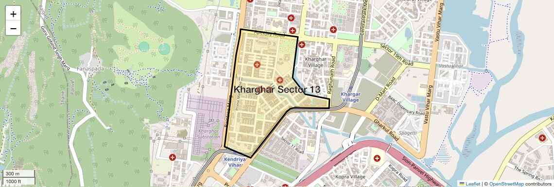 Location Map of Kharghar Sector 13, Navi Mumbai