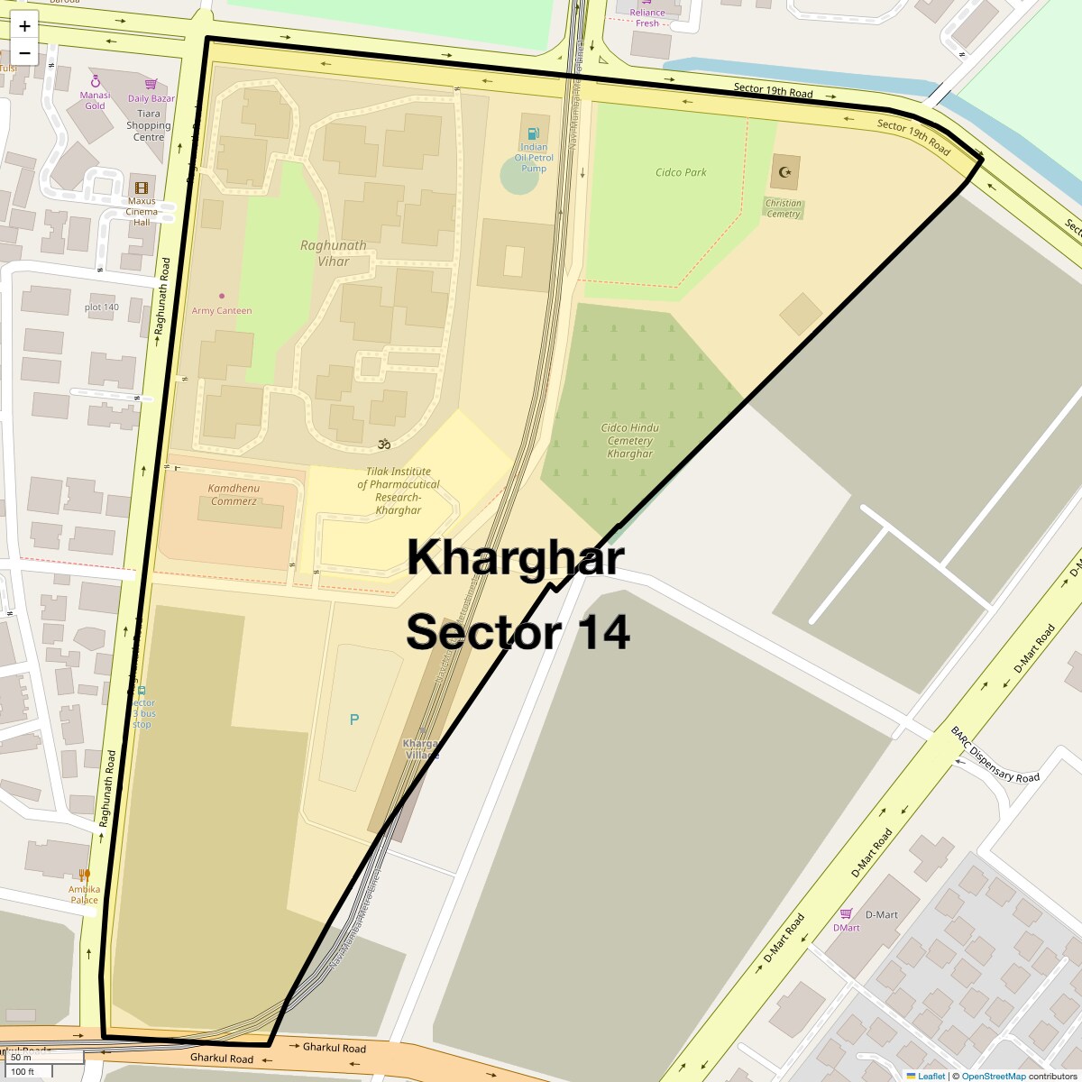 Location Map of Kharghar Sector 14, Navi Mumbai