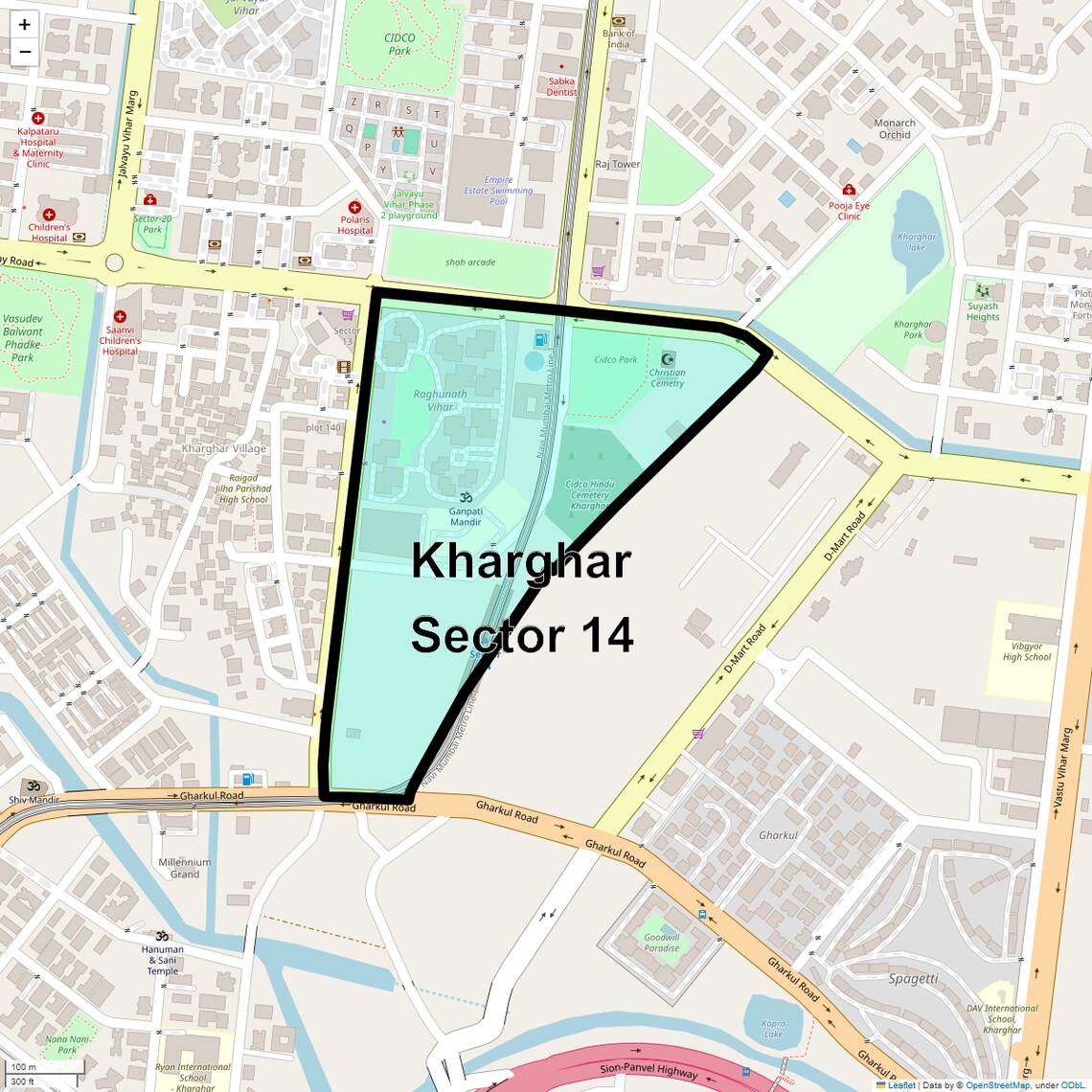 Location Map of Kharghar Sector 14, Navi Mumbai