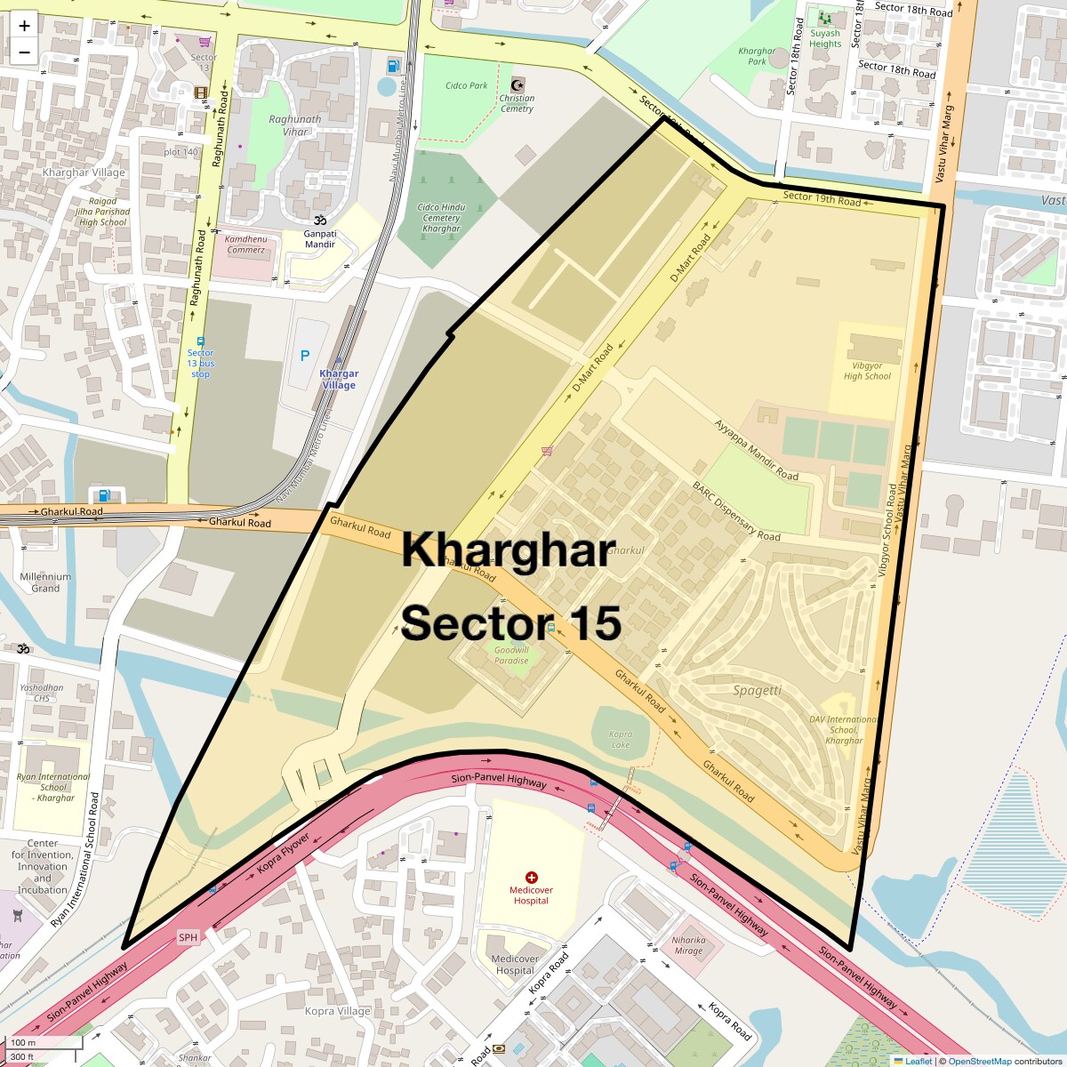 Location Map of Kharghar Sector 15, Navi Mumbai