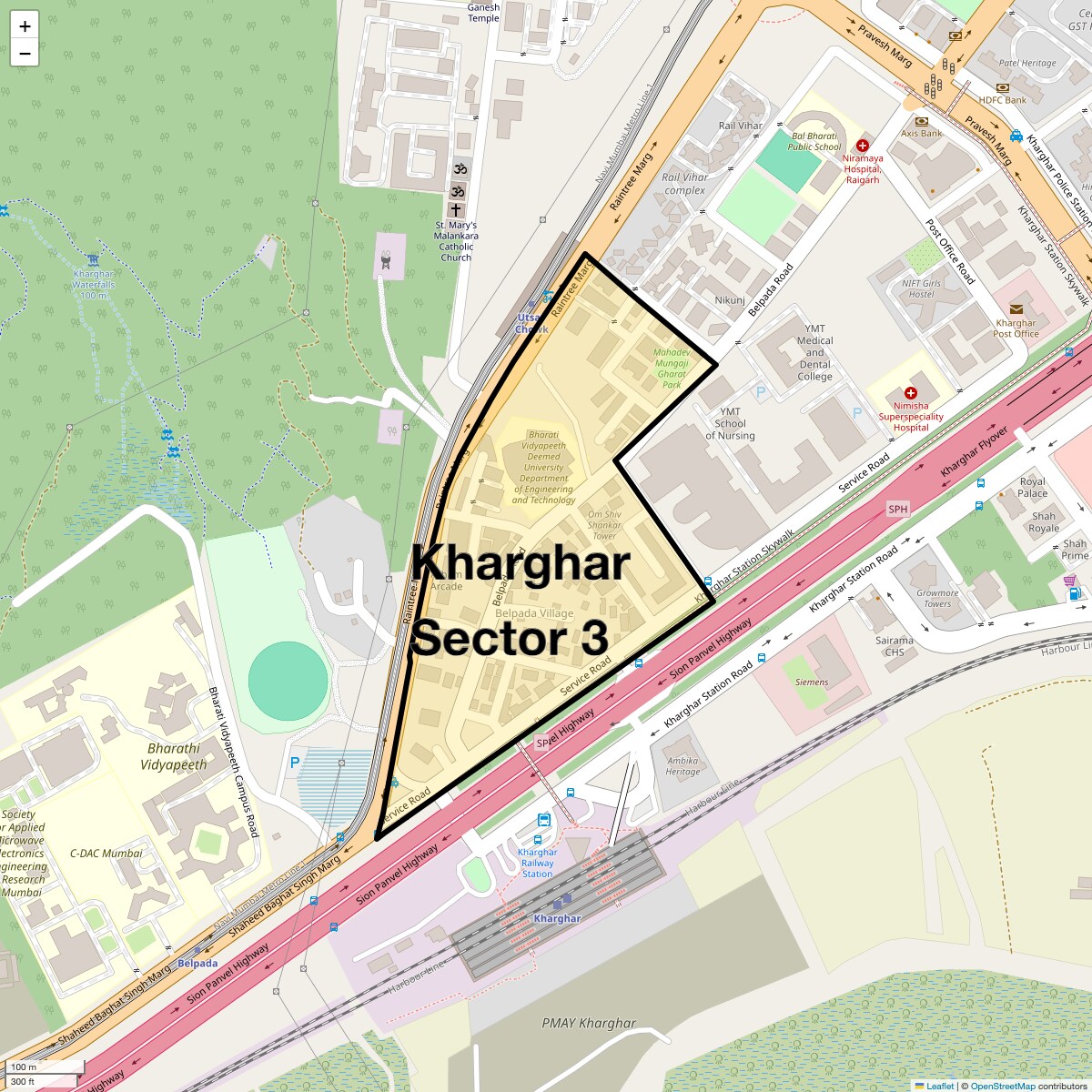 Location Map of Kharghar Sector 3, Navi Mumbai