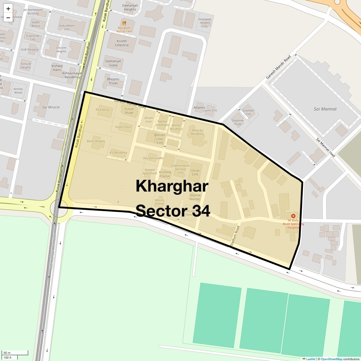 Location Map of Kharghar Sector 34, Navi Mumbai