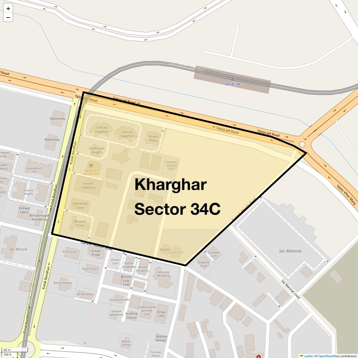 Location Map of Kharghar Sector 34C, Navi Mumbai