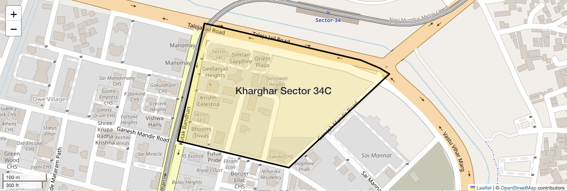 Location Map of Kharghar Sector 34C, Navi Mumbai