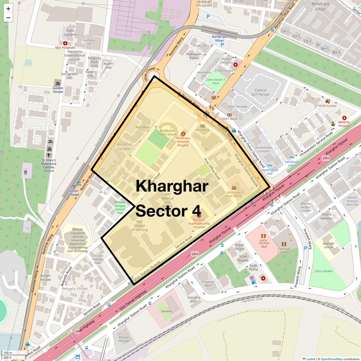 Location Map of Kharghar Sector 4, Navi Mumbai