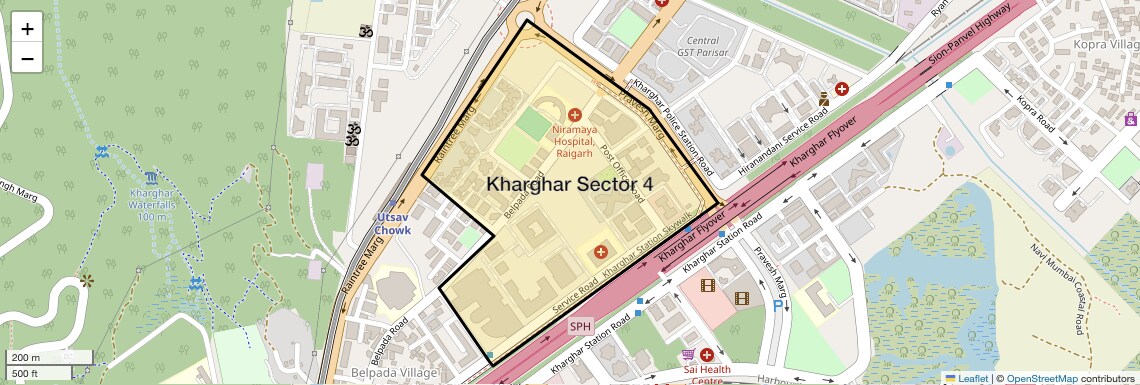 Location Map of Kharghar Sector 4, Navi Mumbai