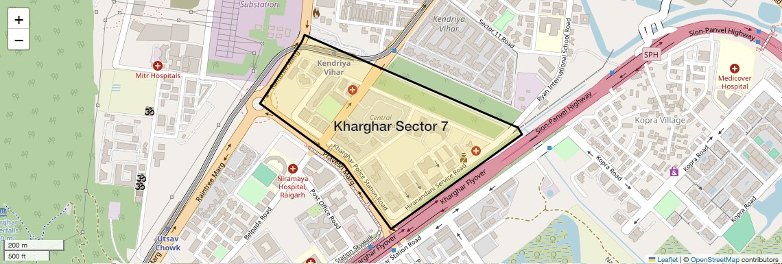 Location Map of Kharghar Sector 7, Navi Mumbai