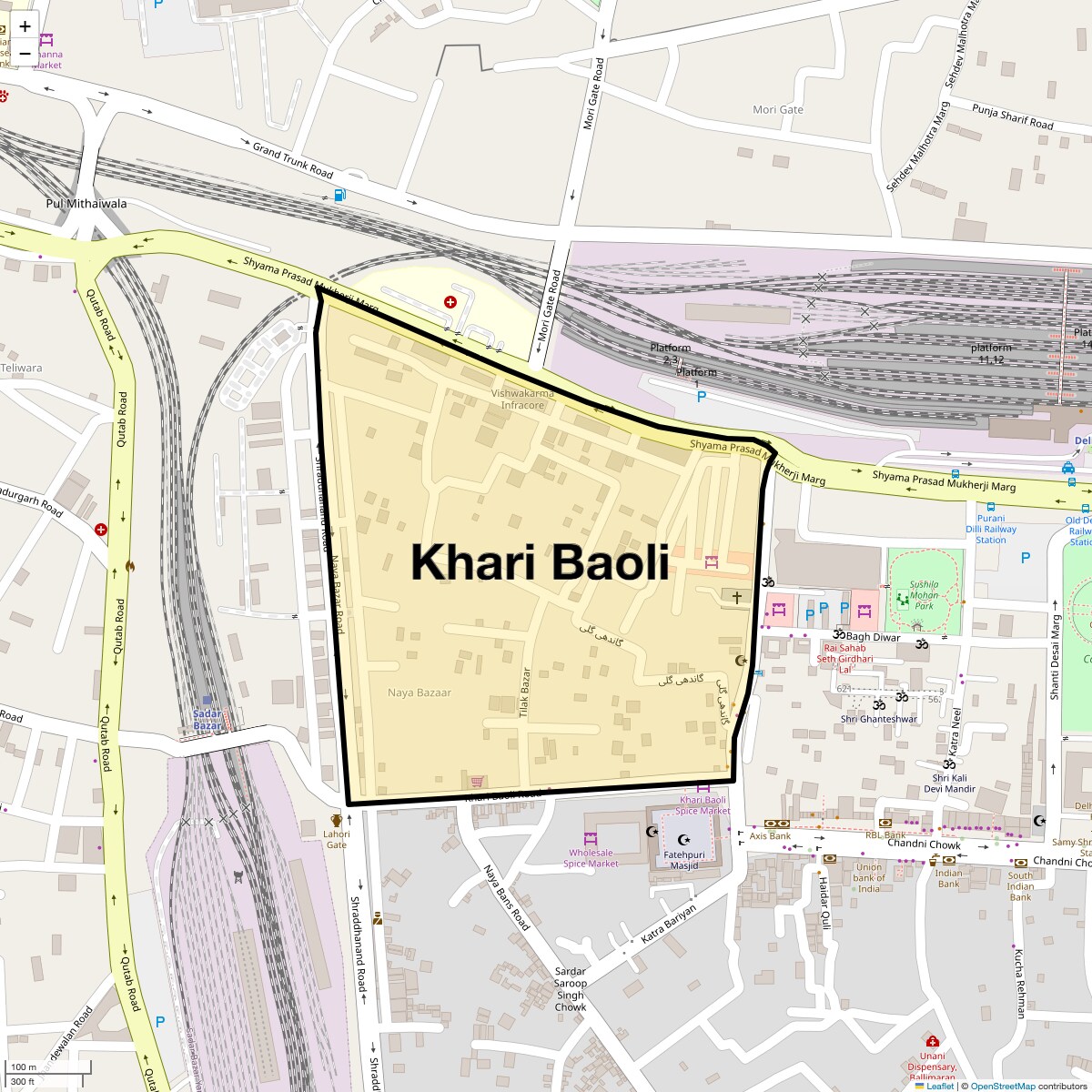 Location Map of Khari Baoli, Delhi