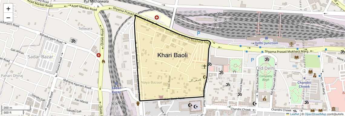 Location Map of Khari Baoli, Delhi