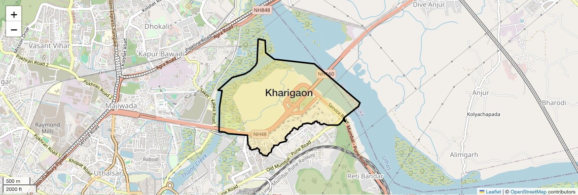 Location Map of Kharigaon, Thane